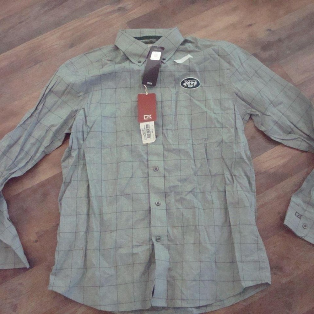 NEW YORK JETS FLANNEL DRESS-SHIRT OLLO SMALL SHIRT VINTAGE 00S Y2K 01